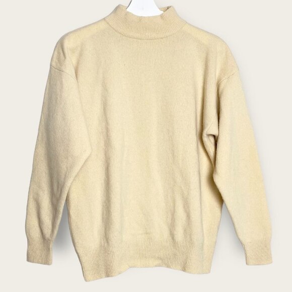 Vintage Sweaters - Vintage Giordano Cream Wool Mock Neck Sweater